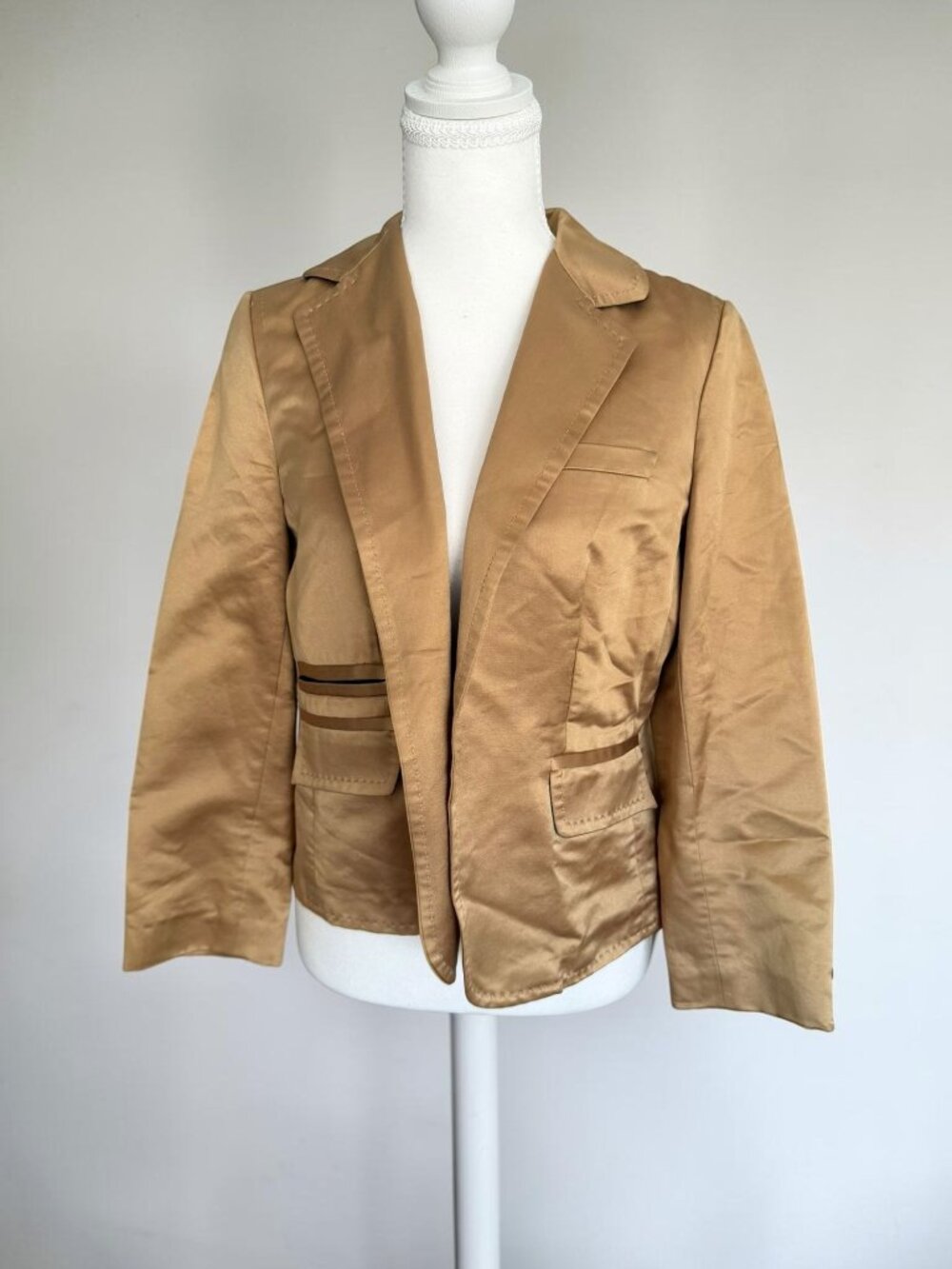DIANE VON FURSTENBERG Gold Silk Blend Blazer Jacket Size 6